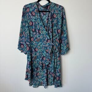 Torrid Georgette Floral Wrap Tunic Long Sleeve Top Size 2